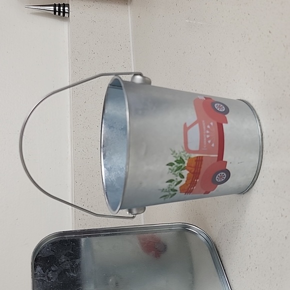 Calvanized Utensil Organizer and small galvanized pail - Picture 6 of 7